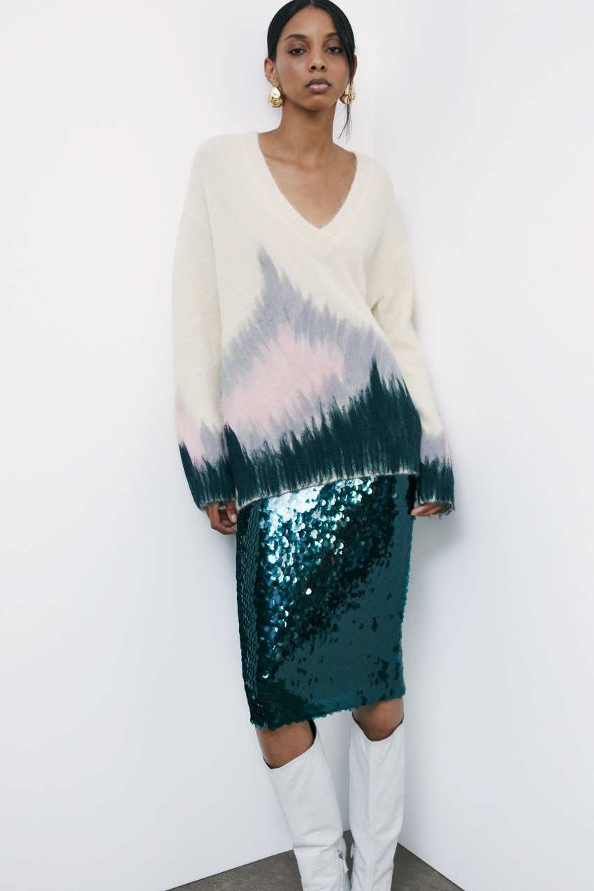 Maglione morbido oversize con fantasia