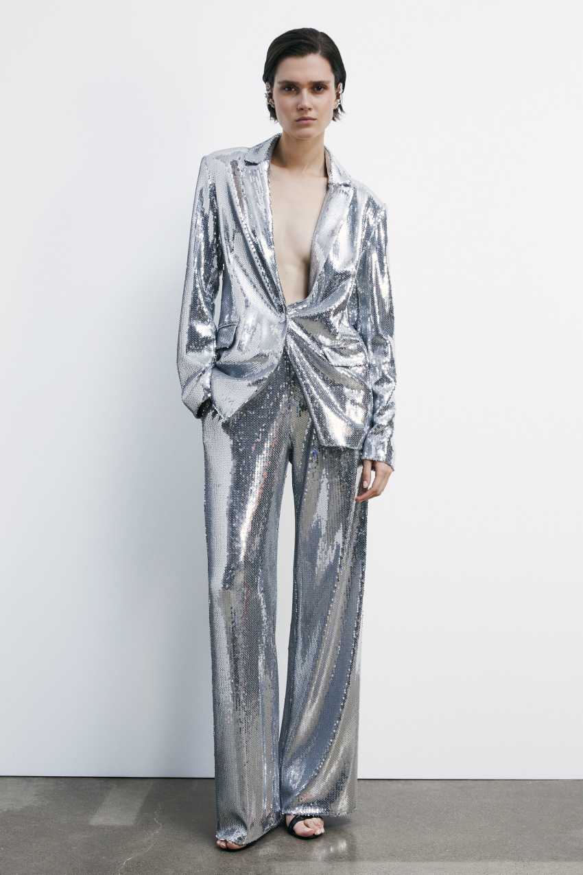 Pantaloni flare full paillettes