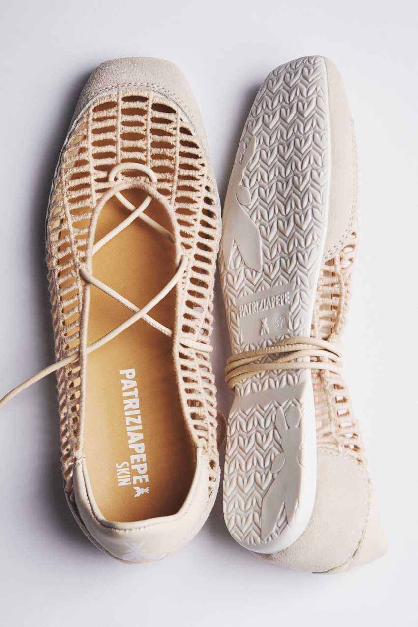 Dancing SKIN ballerinas with braided effect | White | Patrizia Pepe