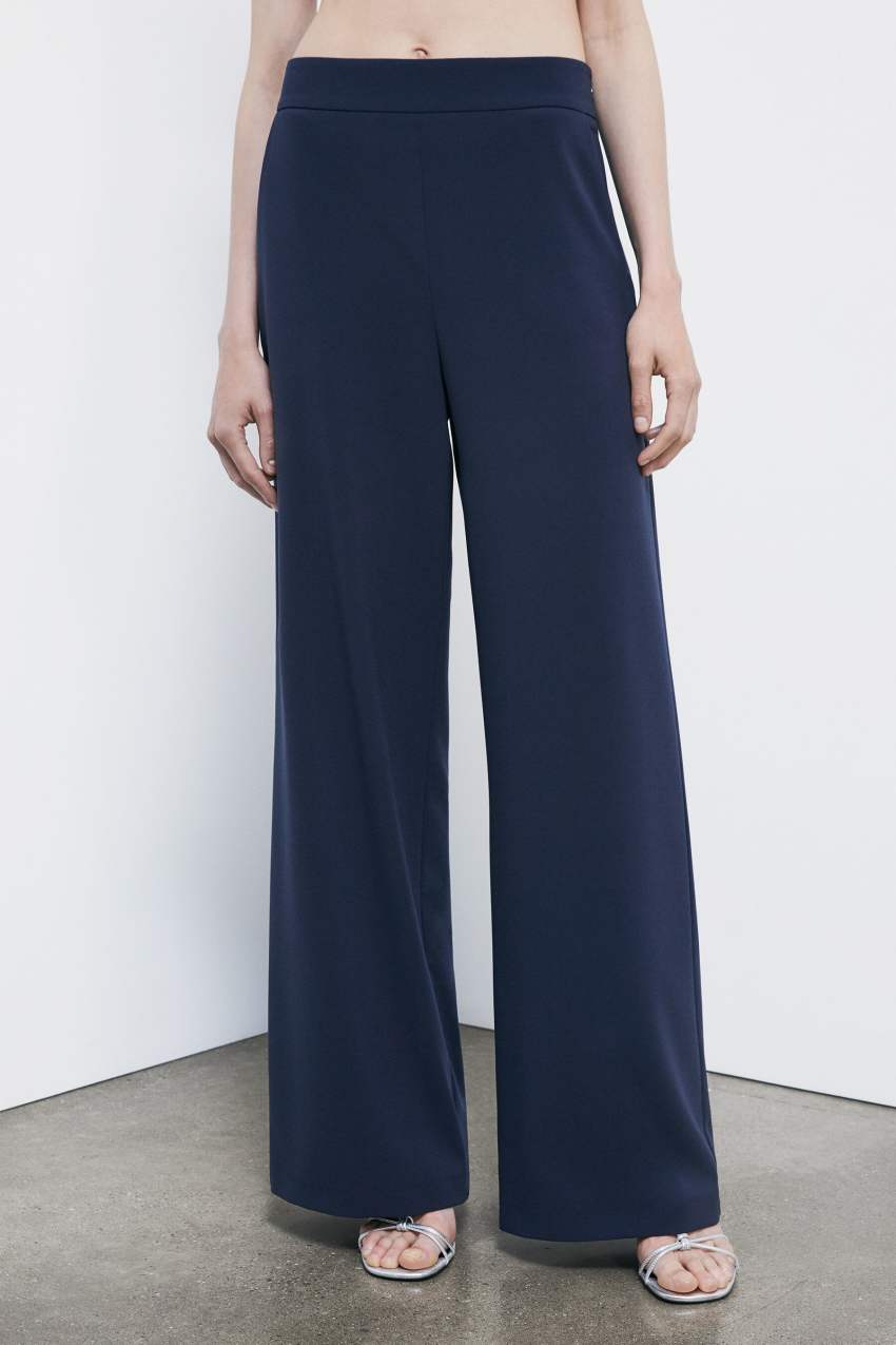 Stretch crêpe palazzo pants | Blue | Patrizia Pepe