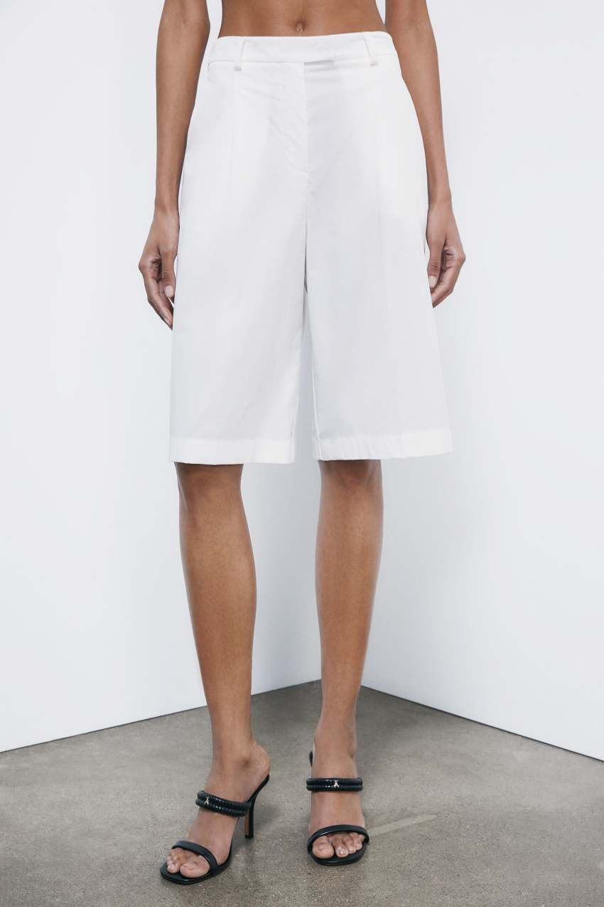 Poplin bermuda shorts | White | Patrizia Pepe