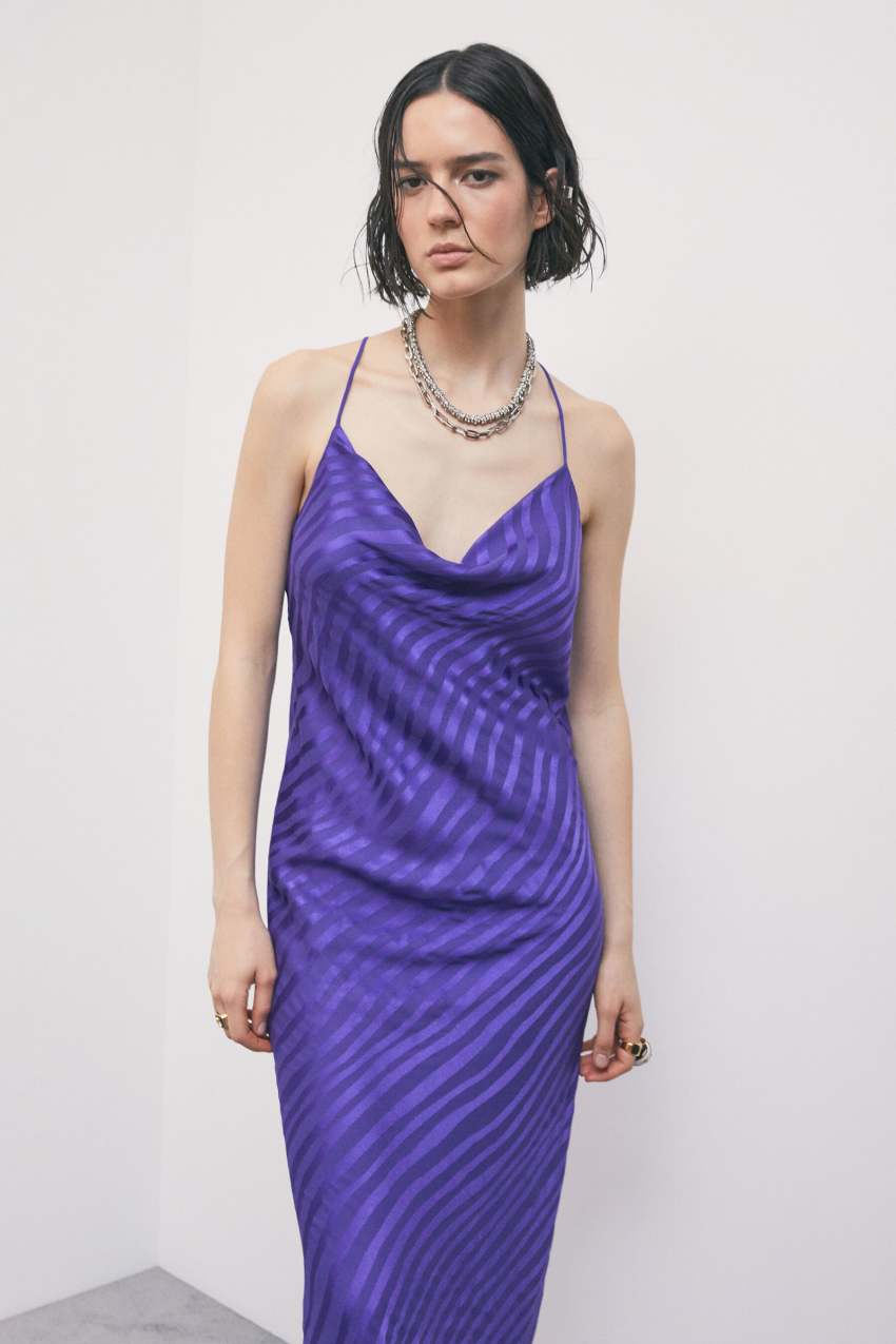 Long dévoré slip dress | Purple | Patrizia Pepe