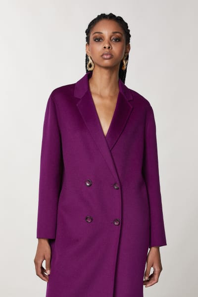 Purple long fluffy coat with belt | Patrizia Pepe