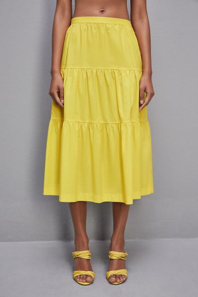 Gonna midi a pieghe in popeline stretch main image 0