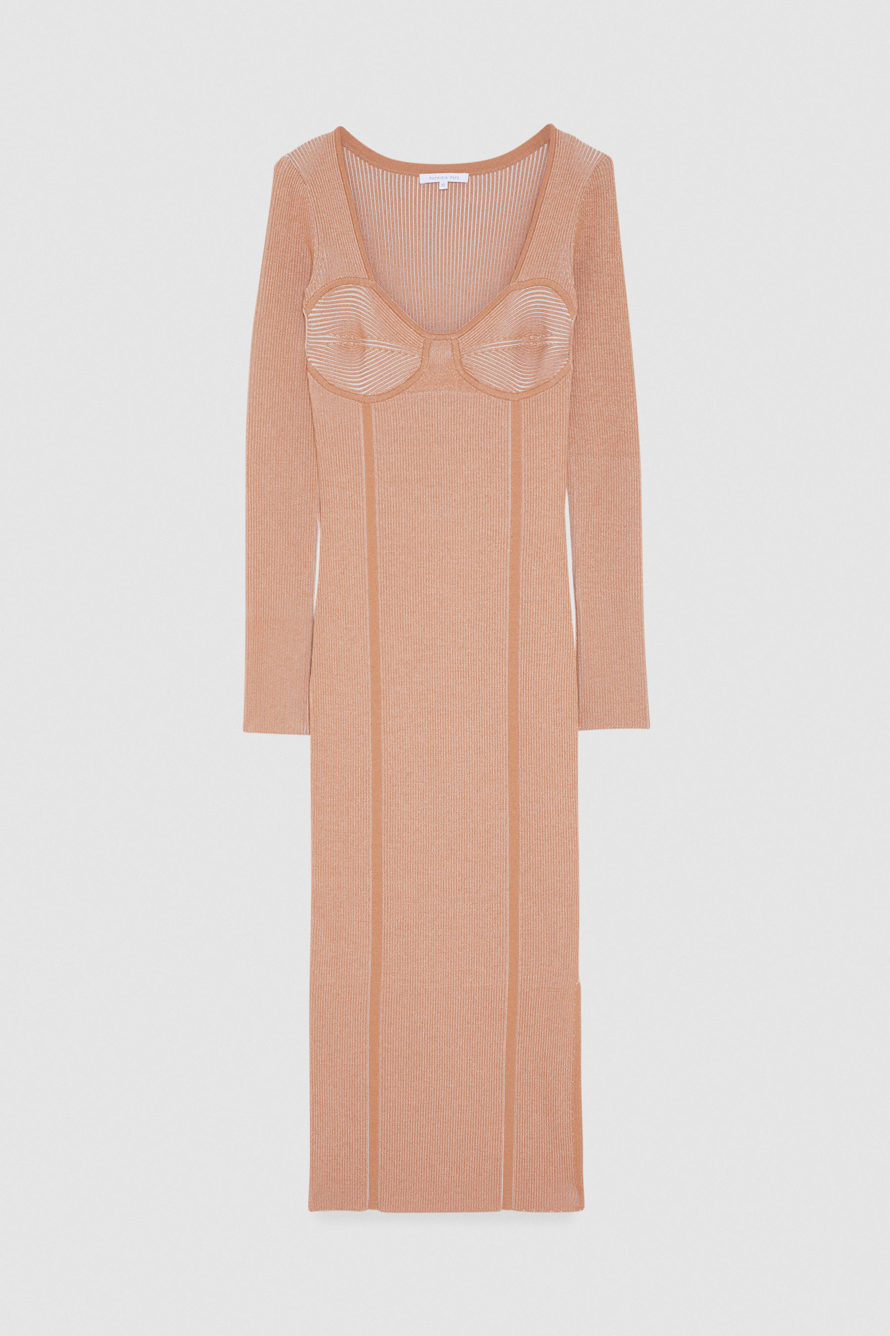 Beige Two tone rib knit dress | Patrizia Pepe