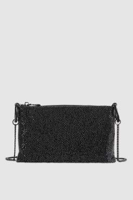 Maxichain rhinestone clutch bag, Black, Patrizia Pepe