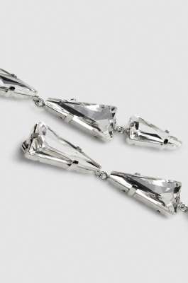 Brass earrings with rhinestones, Silver, Patrizia Pepe