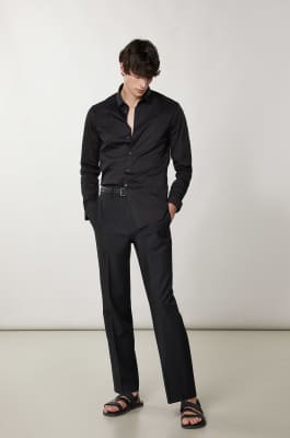 Cotton poplin regular shirt, Black, Patrizia Pepe
