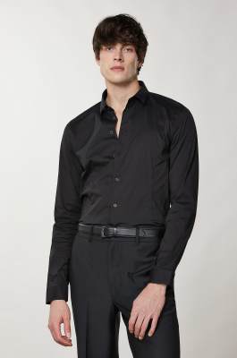 Cotton poplin regular shirt, Black, Patrizia Pepe