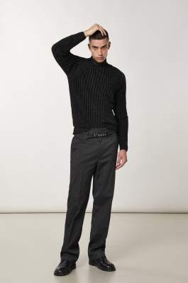 Long-sleeved ribbed sweater, Black, Patrizia Pepe