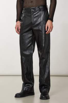 Regular fit pants in coated fabric, Black, Patrizia Pepe