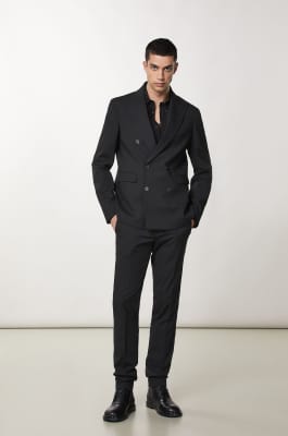 Double-breasted canvas jacket, Black, Patrizia Pepe