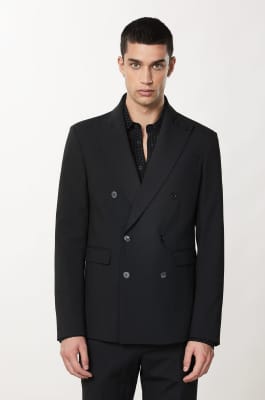 Double-breasted canvas jacket, Black, Patrizia Pepe