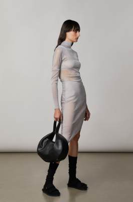 Leather shoulder bangle bag, Black, Patrizia Pepe