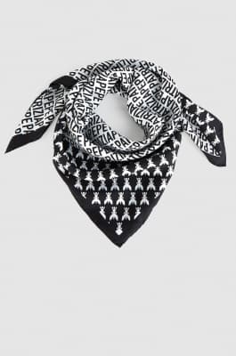 Printed silk neckerchief, Black, White, Patrizia Pepe