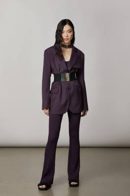 Rib-knit viscose pants, Purple, Patrizia Pepe