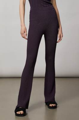 Rib-knit viscose pants, Purple, Patrizia Pepe