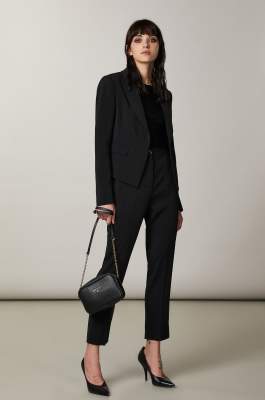 Leather bag with shoulder strap, Black, Patrizia Pepe