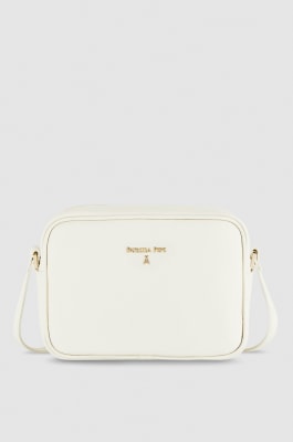 Leather camera bag with inside pocket, White, Patrizia Pepe
