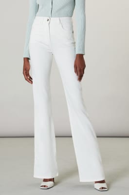 Fly embroidery jeggings, White, Denim