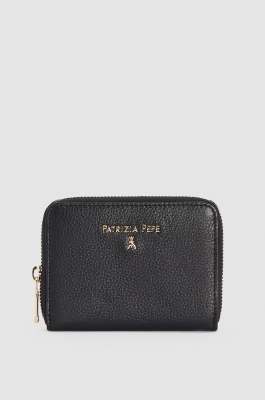 “ESSENTIAL” Medium Zip-Around Purse, Black, Patrizia Pepe