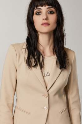Chaqueta ajustada 2 botones, Beige