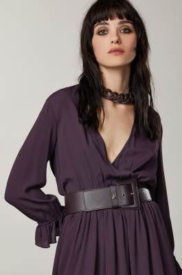 Leather high-waisted belt, Purple, Patrizia Pepe