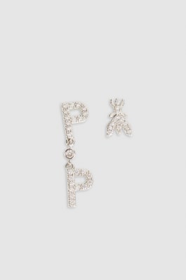 Brass and glass earrings, Silver, Patrizia Pepe