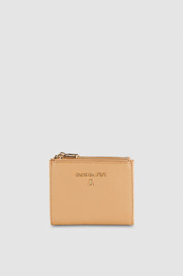 Ledergeldbörse mit Reißverschluss, Beige, Patrizia Pepe