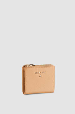 Ledergeldbörse mit Reißverschluss, Beige, Patrizia Pepe