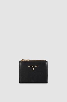 Leather wallet with zipper, Black, Patrizia Pepe