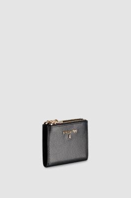 Leather wallet with zipper, Black, Patrizia Pepe