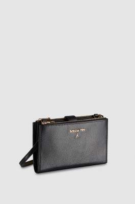 Leather wallet with double zipper, Black, Patrizia Pepe