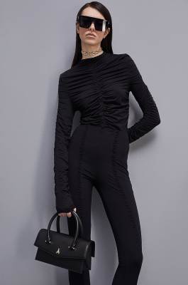Fly Bamby Leather Bag Large, Black, Patrizia Pepe