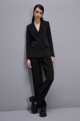 Zweireihige Jacke Essential, Schwarz, Patrizia Pepe