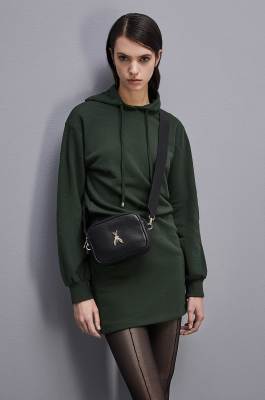 Fly Camera leather shoulder bag, Black, Patrizia Pepe