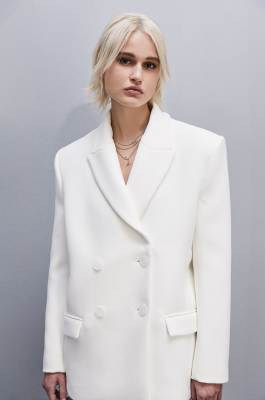 Double-breasted over peacoat, White, Patrizia Pepe