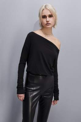 “ESSENTIAL” long-sleeved T-shirt, Black, Patrizia Pepe
