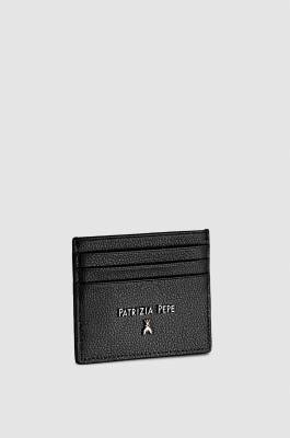 Leather card holder, Black, Patrizia Pepe