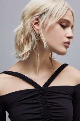 Boucles d&apos;oreilles pendantes en laiton, Or, Patrizia Pepe
