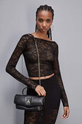 Fly Bamby leather shoulder bag, Black, Patrizia Pepe