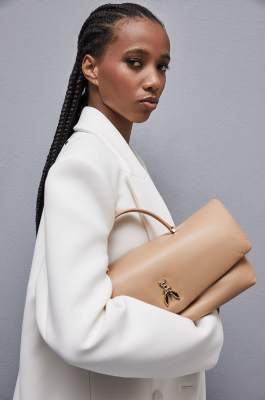 Fly Bamby leather shoulder bag, Beige, Patrizia Pepe