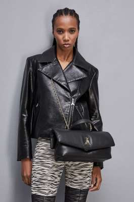 Fly Bamby leather shoulder bag, Black, Patrizia Pepe