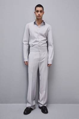 Fitted shirt without pleats in viscose twill, Grey, Patrizia Pepe