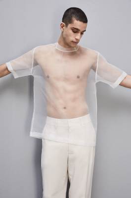 Boxy short sleeve t-shirt with raw cut hem, White, Patrizia Pepe