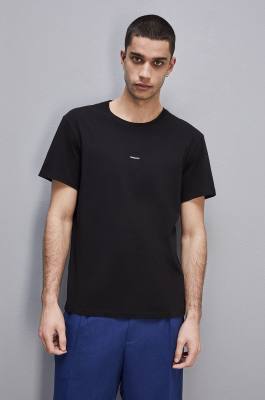 T-Shirt aus Pima-Baumwoll-Jersey mit Logo, Schwarz, Patrizia Pepe