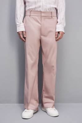 Cotton twill trumpet pants, Pink, Patrizia Pepe
