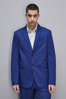 Two-button cotton twill jacket, Blue, Patrizia Pepe