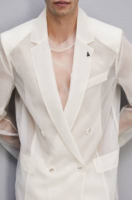 Straight double-breasted unlined jacket, Beige, Patrizia Pepe