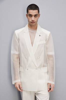 Straight double-breasted unlined jacket, Beige, Patrizia Pepe